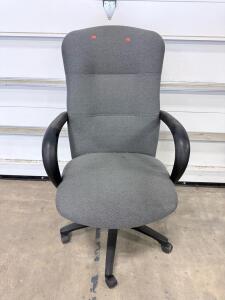 Gray Fabric Office Chair with Fixed Armrests and 5-Star Wheeled Base