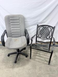 Office Task Chair Gray Black & Decorative Metal Patio Armchair Black, Swivel & Outdoor