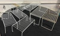 Set Of 9 White Metal Wire Shelf Risers, Stackable, Various Sizes