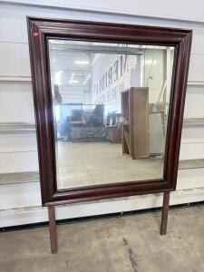 Solid Wood Dresser Mirror with Support Legs, 48" x 54", Dark Cherry Finish