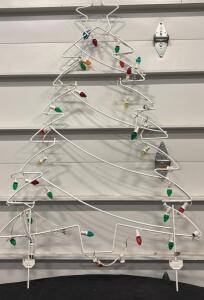 Outdoor Wire-Frame Christmas Tree Light Display With Multicolor Incandescent Bulbs