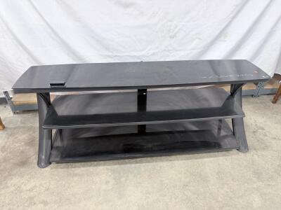 Black 3-Shelf Glass TV Stand with Metal Frame, Supports Up to 55" TVs