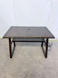 Small Office Desk with Cable Management Hole and Lower Shelf, Dark Brown Finish 47" x 23.5" x 29.5"