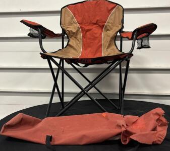 Red Ozark Trail Folding Camping Chair &ndash; Dual Cup Holders, Carry Bag, Steel Frame, 225 lb Capacity