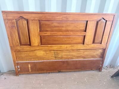 Solid Wood Queen Headboard, Paneled Design, Medium Brown Finish, Traditional Style, Mounts Included