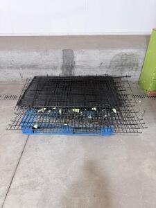 Large Folding Wire Dog Crates, Black, 48"x30"x32", Removable Tray, Foldable Panels