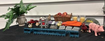 Cabela&rsquo;s Cap, Vintage Toy Trucks, Figurines, Utility Gloves, Metal Tool Rack, And More