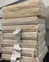 9 Rectangular Ivory Cotton Canvas Chair/Bench Cushions, 19"x18"x2.5", Ties, Mixed Condition - 2