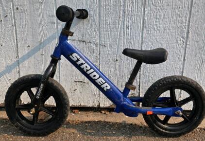Strider 12" Kids Balance Bike, Blue, Steel Frame, No Brakes, Adjustable Seat & Handlebar