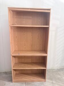 4-Shelf Light Oak Bookcase, Engineered Wood, 72"x36"x12", Fixed Shelves, Assembled