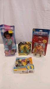Lot of 4 Sealed Collectible Figures - MOTU Jitsu, Karma Grant, Black Adam Cyclone, Batman & Huntress