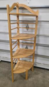 Corner Wood Shelf Unit, 4 Shelves, Light Natural Finish