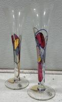 Mid-Century Vernonware Raffia 29Pc Dinnerware Set With Handpainted Glass Coupes & Flutes - 4
