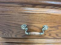 Traditional Oak 7-Drawer Dresser With Brass Handles And Floral Carving, Approx. 65"x17.5"x35 - 2
