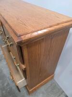 Traditional Oak 7-Drawer Dresser With Brass Handles And Floral Carving, Approx. 65"x17.5"x35 - 3