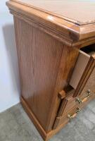 Traditional Oak 7-Drawer Dresser With Brass Handles And Floral Carving, Approx. 65"x17.5"x35 - 7