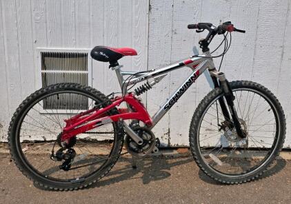 Schwinn S-40 Full Suspension Mountain Bike, 26" Wheels, 21-Speed, Aluminum Frame, Red/Silver
