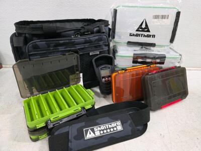 Brand new Ghosthorn Fishing Tackle Storage Set with Bag, Boxes, and Digital Scale
