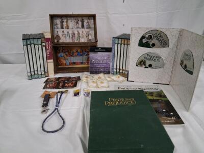 Mixed BBC &ldquo;Pride and Prejudice&rdquo; Set, Bible, 12+ Religious DVDs/CDs, Pins, Keepsake Box, Plaque
