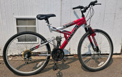 Magna Excitor Mountain Bike, 26" Wheels, 18-Speed, Full Suspension, Red/Silver