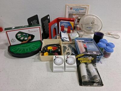 Wembley Mini Blackjack Table, Timers, Coghlan&rsquo;s Candles, Desk Fan, Bookends & More