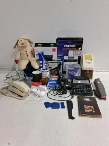 Casio HR-170RC Calculator, RCA HDTV Antenna, CD-Rs, Tools, Party Book