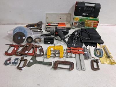 Craftsman Drill, Mini 12V 300 PSI Air Compressor, Assorted C-Clamps, Staple Guns & Tool Set (Tested)