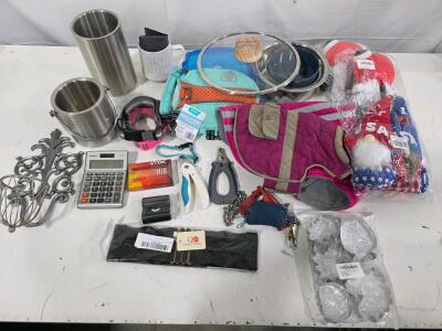 Pet accessories: Collars, Bowls, Frisco Vest, Oster Bucket, Poop Bags