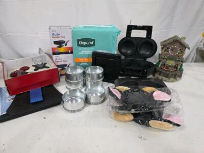 Depends S/M Underwear, Auto Heater Fans, Pie Maker, Wine Set, And More