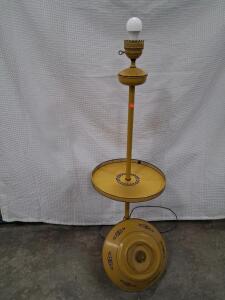 Vintage Mid-Century Floor Lamp With Integrated Tray Table, Mustard Yellow Finish