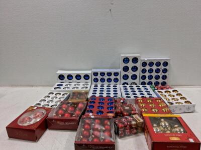 Glass & Plastic Christmas Ornaments, 120+ Pieces, Multicolor, Ball Style, Boxed
