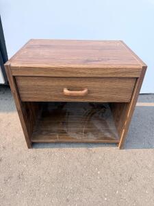 Brown 1-Drawer Nightstand With Open Shelf, 18"x15"x20", Wood-Look Laminate