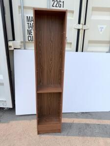 Tall Narrow Wooden Bookcase With Adjustable Shelves, Medium Brown Finish