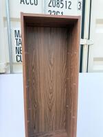 Tall Narrow Wooden Bookcase With Adjustable Shelves, Medium Brown Finish - 2