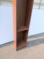 Tall Narrow Wooden Bookcase With Adjustable Shelves, Medium Brown Finish - 4