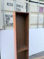 Tall Narrow Wooden Bookcase With Adjustable Shelves, Medium Brown Finish - 6