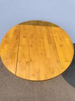 Round Oak Pedestal Dining Table With Possible Leaf Extension, 42" Diameter - 6