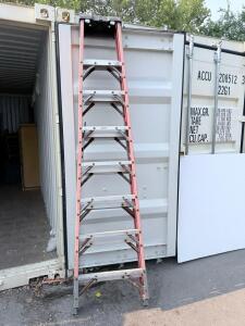 16 Ft Fiberglass Extension Ladder, Type IA 300 lb Capacity, Red Rails, 2-Section, Slip Resistant Feet