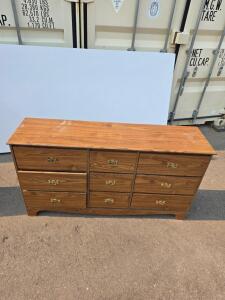 9-Drawer Traditional Wood Dresser with Brass Handles, 65.5" W x 20.5" D x 31.5" H