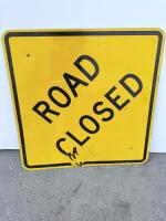 48"x48" Aluminum Road Closed Sign, Yellow/Black, Engineer Grade Reflective, MUTCD R11-2