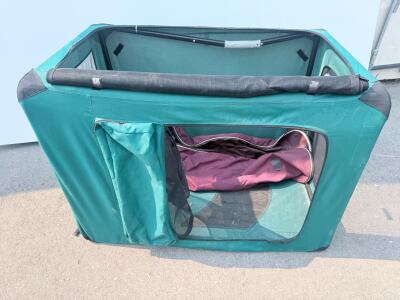 36" Soft-Sided Portable Pet Crate, Green, Zippered Mesh Door, Collapsible with Mat, Large Size