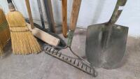 Assorted Tool Set: Brooms, Shovels, Rake, Push Broom, Under Door Seal - 3