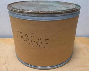 20-Gallon Fiber Drum with Metal Lid, 20" Diameter, 15.5" Height