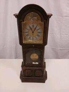 Electric Tempus Fugit Mantel Clock, Pendulum, Brass Dial, Vintage 1970s-80s, Wood Case