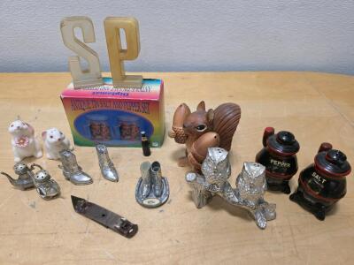 Vintage Salt and Pepper Shaker Collection &mdash;Novelty Animals, Boots, Diplomat Tin, Original Box