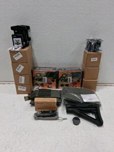 Tactical Gear & Workshop Lot: Magpul MOE AR-15 Stock, Multi-Tools, Corner Clamps, Mag Pouches, Brackets