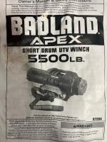 Badland Apex 5500 lb Short Drum UTV Winch Model 57206, Synthetic Rope, Includes Remote & Fairlead-cannot test- plus 10x10&rsquo; tarp and weather seal - 2