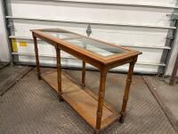 52&rdquo;x16&rdquo;x28" Traditional Console Table with Glass Top and Cane Shelf - 2
