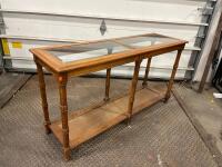 52&rdquo;x16&rdquo;x28" Traditional Console Table with Glass Top and Cane Shelf - 3