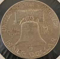 1962 Franklin Half Dollar Coin, 90% Silver, Philadelphia Mint, Circulated Condition - 3